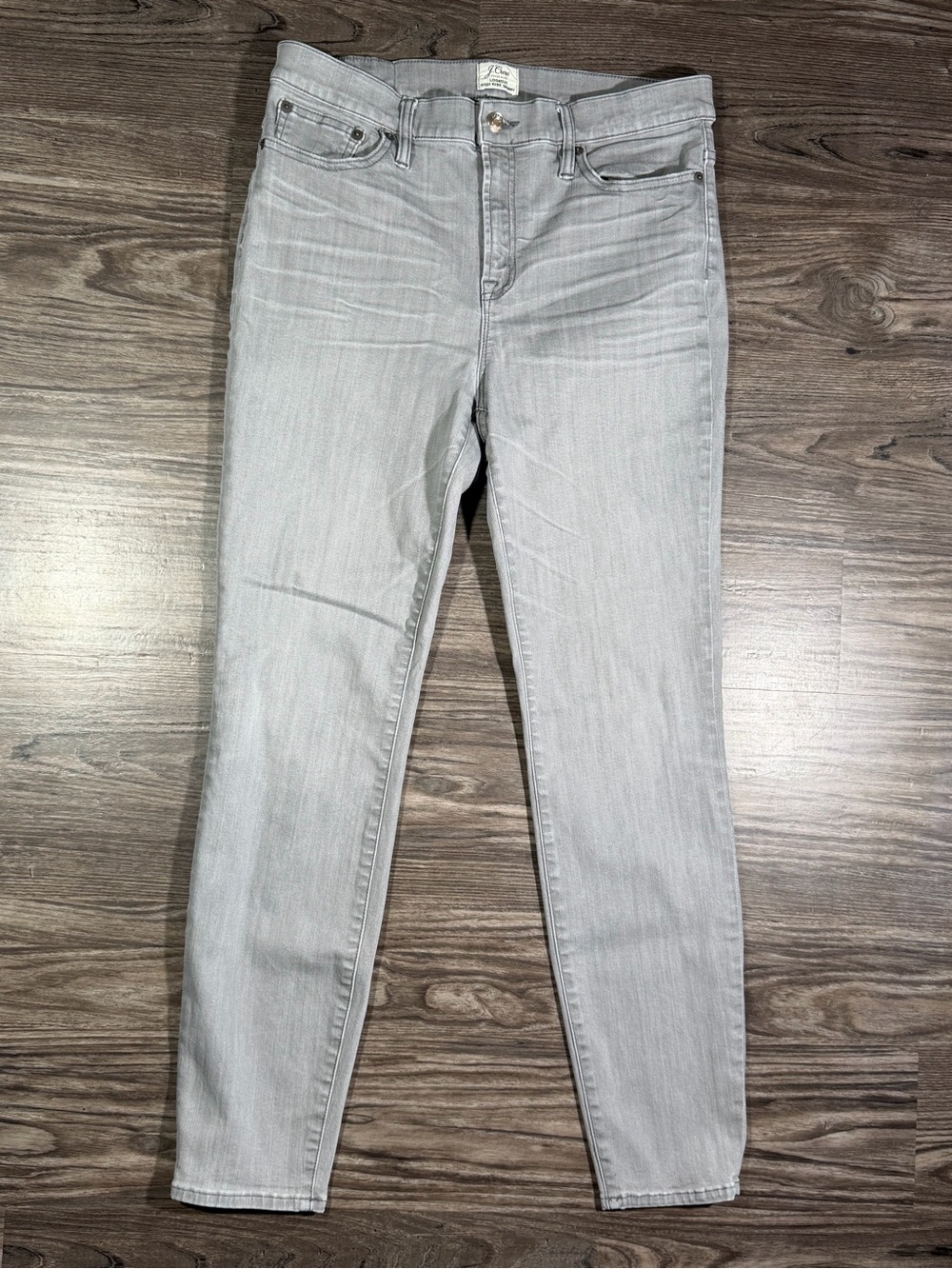 J. CREW Gray Whiskered Lightly Distressed LOOKOUT HIGH RISE SKINNY Jeans 31